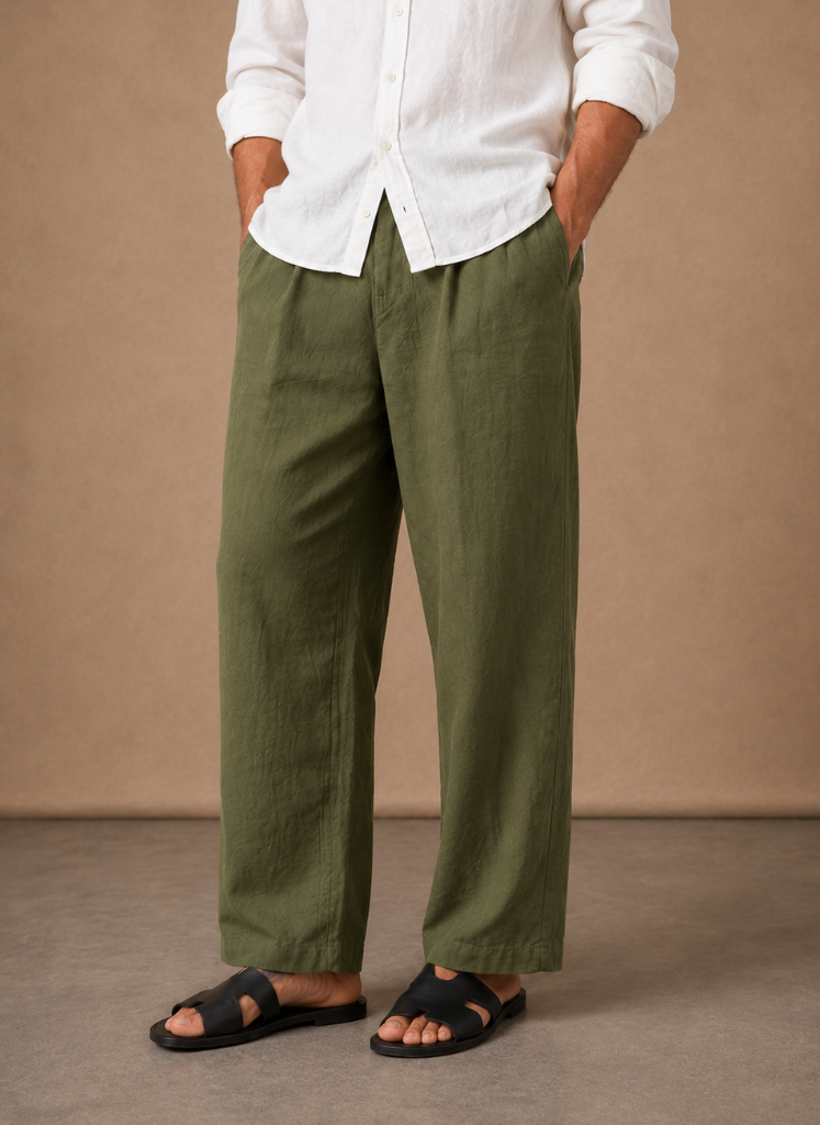 Men's Linen Style Summer Trousers – Relaxed Fit