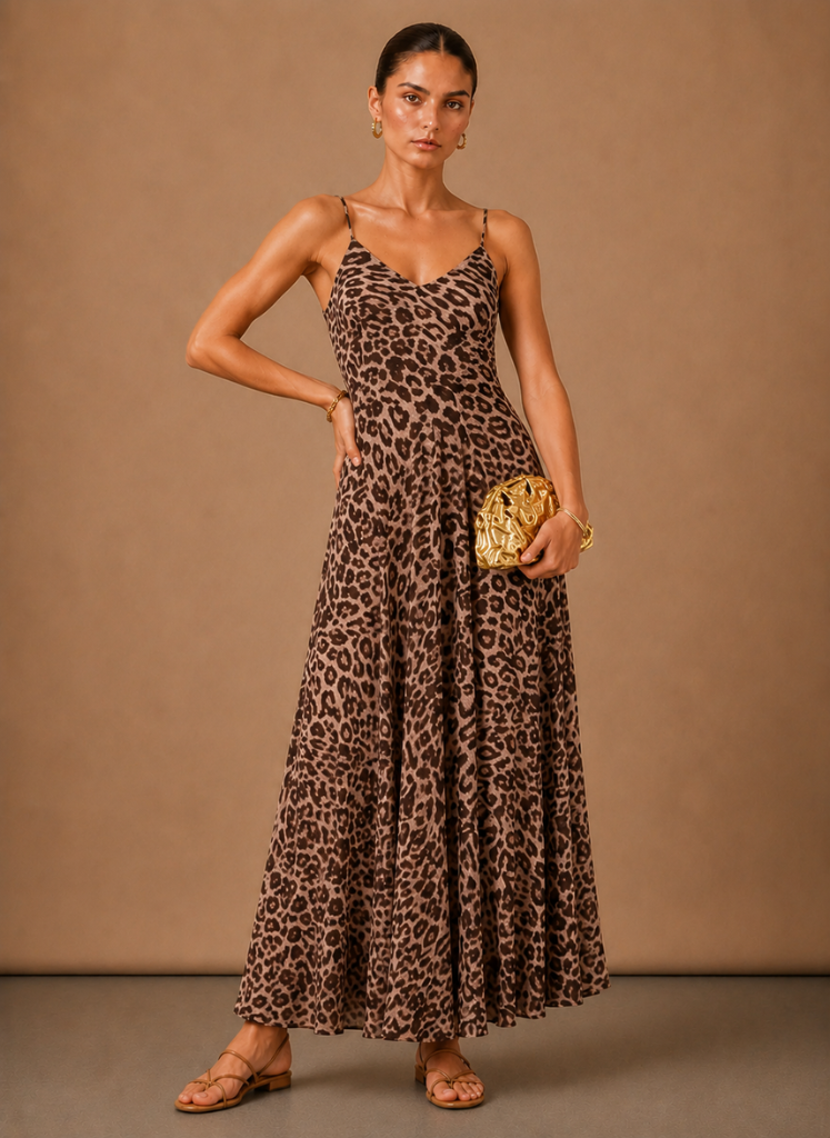 strappy maxi dress summer Floral Print Strappy Maxi Dress with LENZING ECOVERO Blue