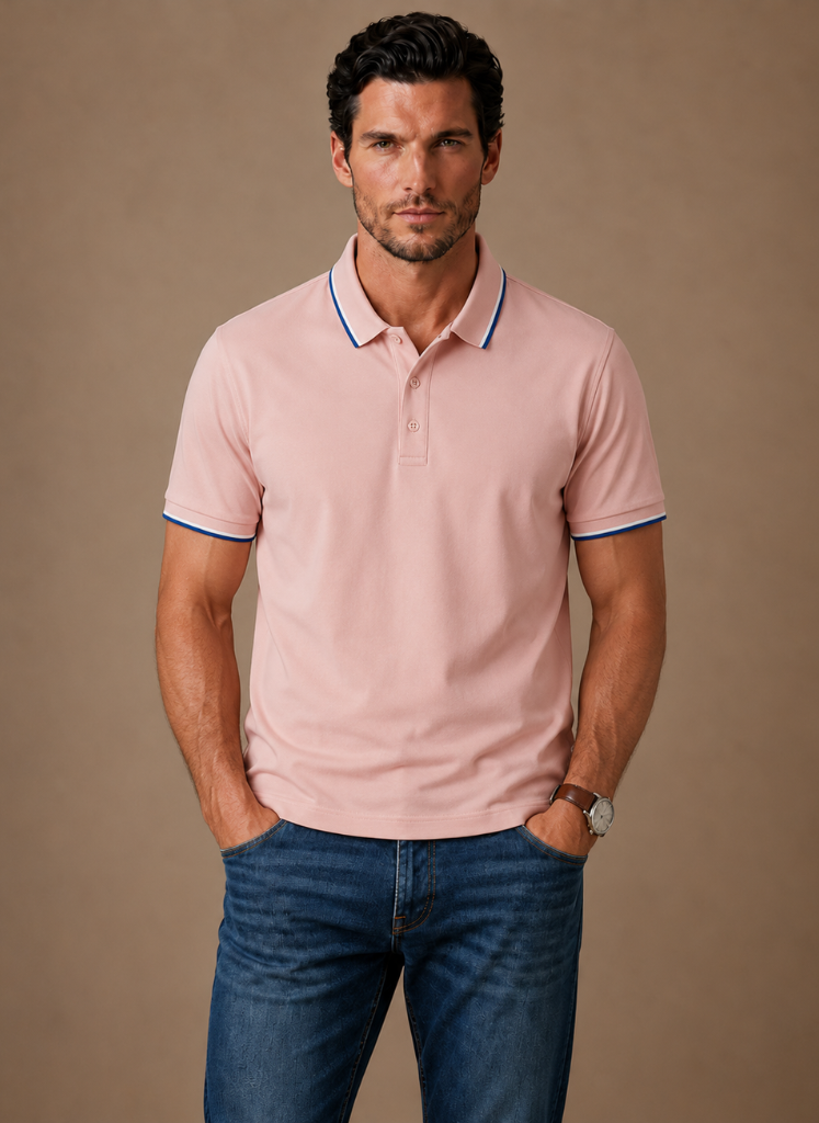 Areleon | Men’s Classic Tipped Polo Shirt Smart Casual Fit