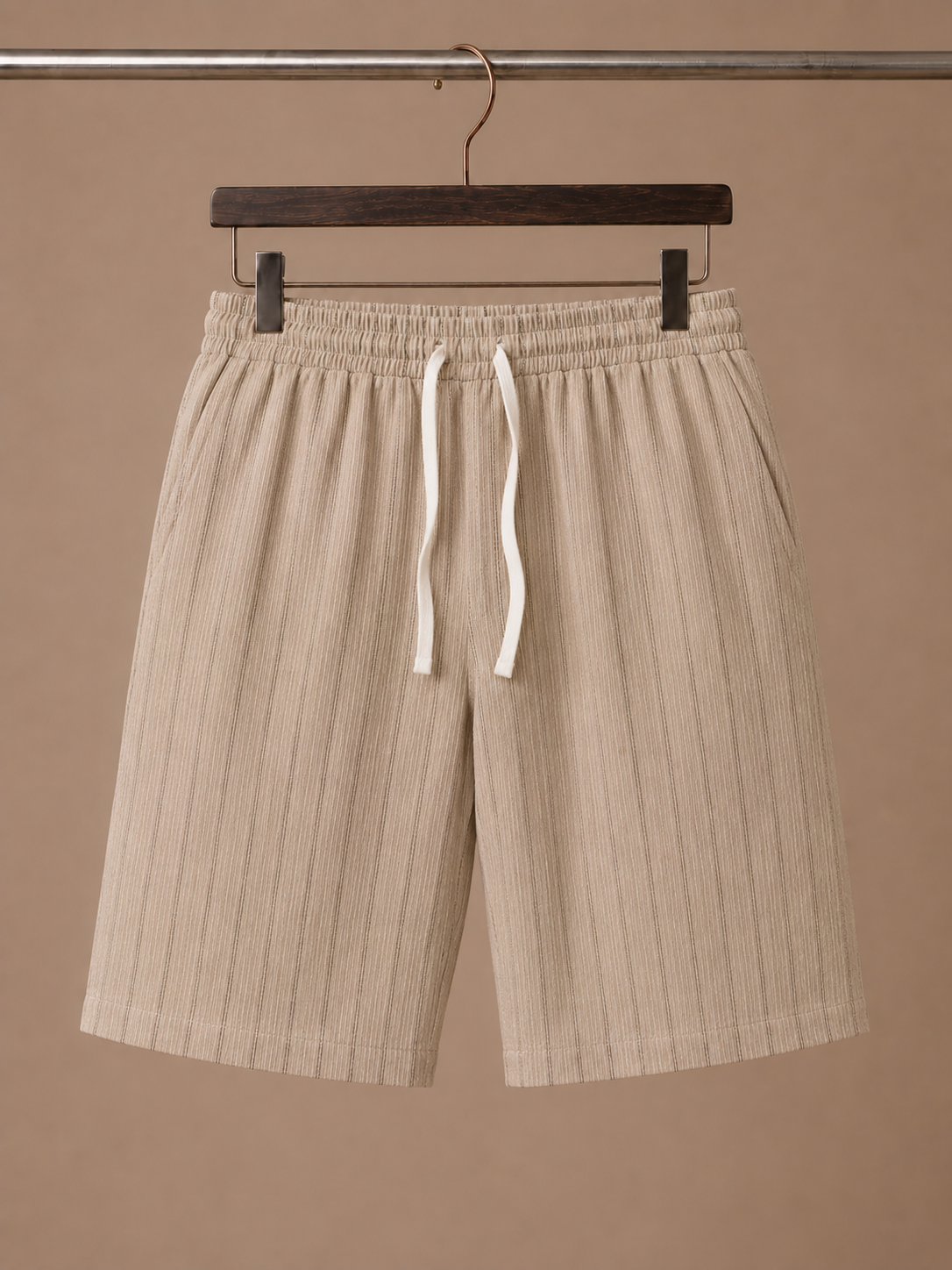 Areleon | Men’s Drawstring Shorts Relaxed Casual  Striped Linen-Blend