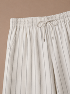 Areleon | Men’s Drawstring Trousers Relaxed Casual Striped Linen-Blend
