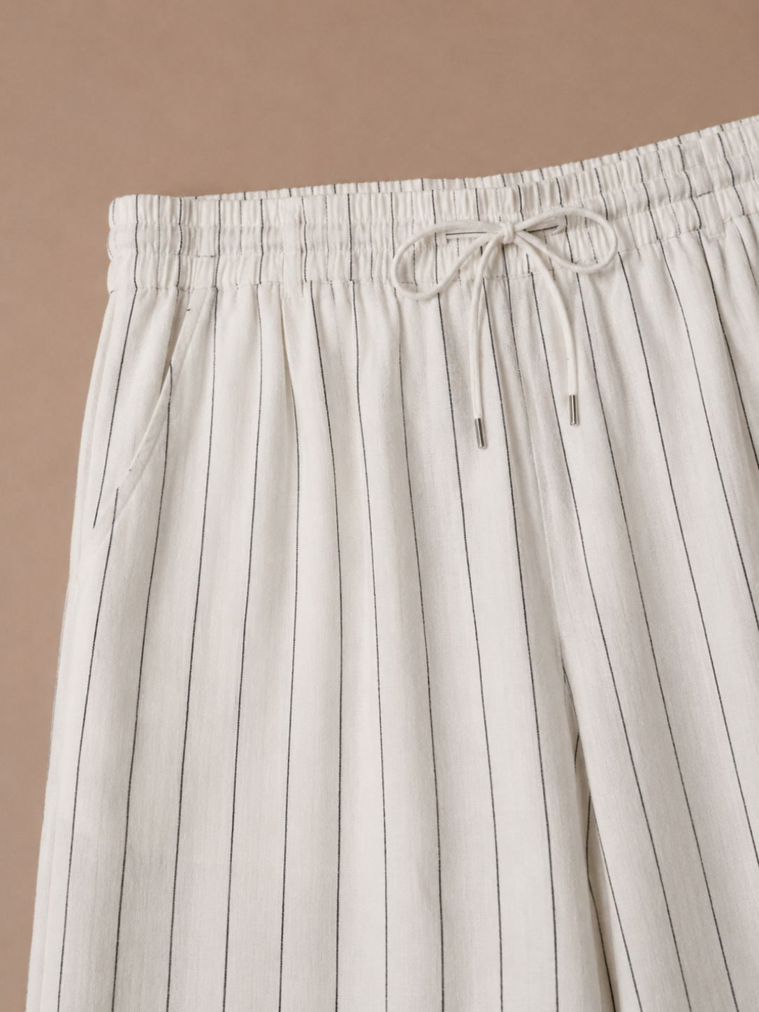 Areleon | Men’s Drawstring Trousers Relaxed Casual Striped Linen-Blend