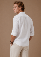 Areleon | Men’s Grandad Collar Shirt Relaxed Casual Linen-Blend