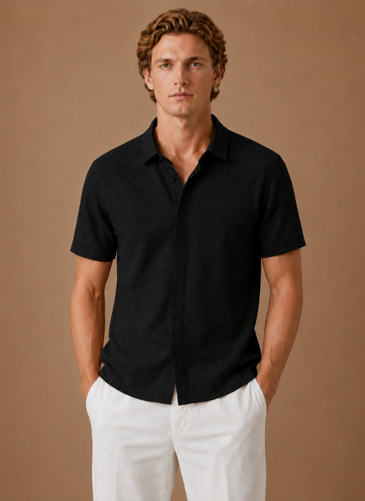 Men's Short Sleeve Linen Cotton Shirt – Smart Casual | Areleon