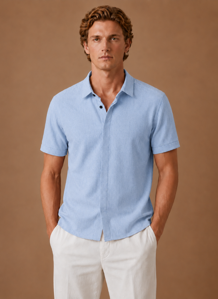 Men's Short Sleeve Linen Cotton Shirt – Smart Casual | Areleon
