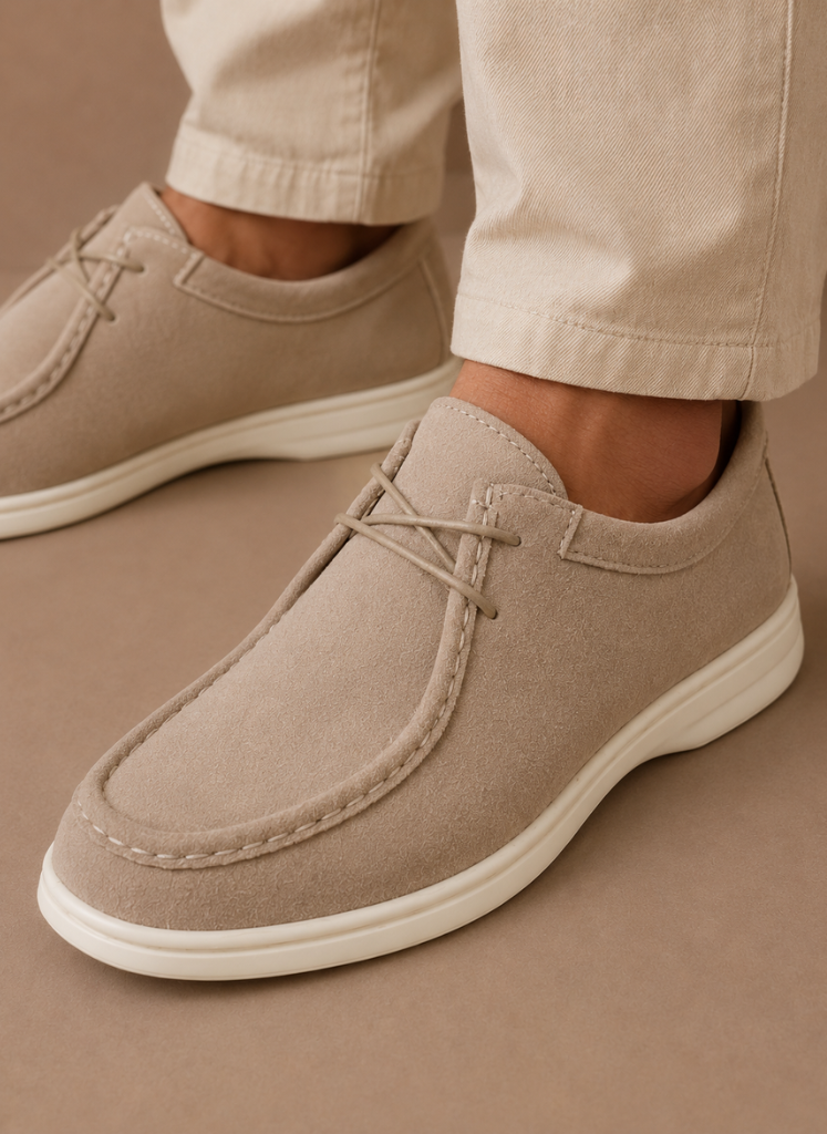 Areleon | Men’s Suede Moc-Toe Lace-Up Casual Shoes