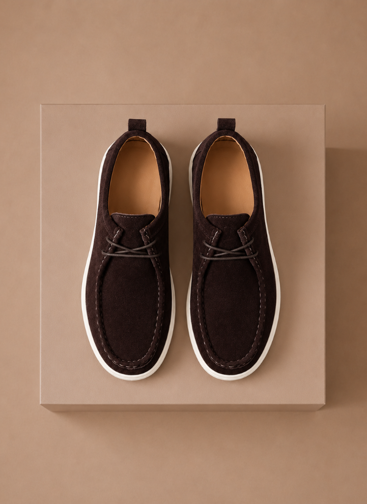 Areleon | Men’s Suede Moc-Toe Lace-Up Casual Shoes