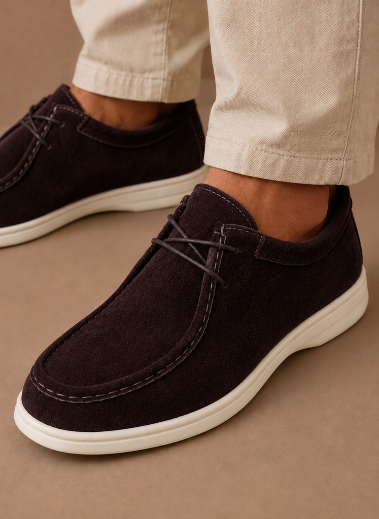 Areleon | Men’s Suede Moc-Toe Lace-Up Casual Shoes