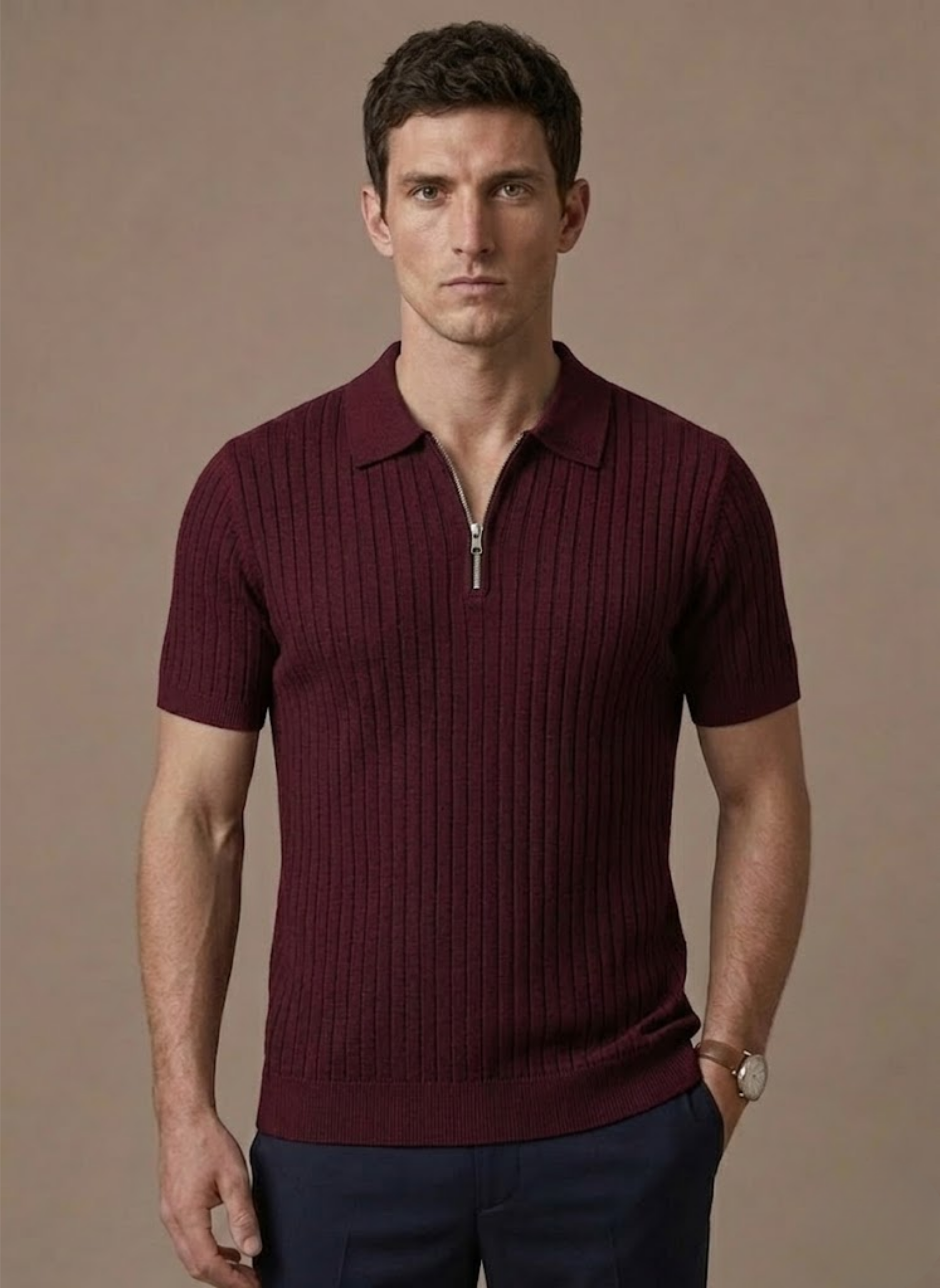 Areleon | Men’s Breathable Knit Polo Shirt – Striped Summer Short Sleeve