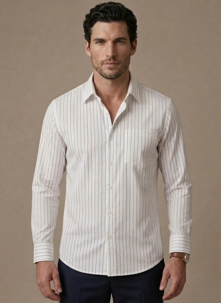 Areleon | Men’s Cotton Striped Casual Shirt – Classic Button-Up Style