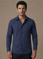 Areleon | Men’s Cotton Striped Casual Shirt – Classic Button-Up Style