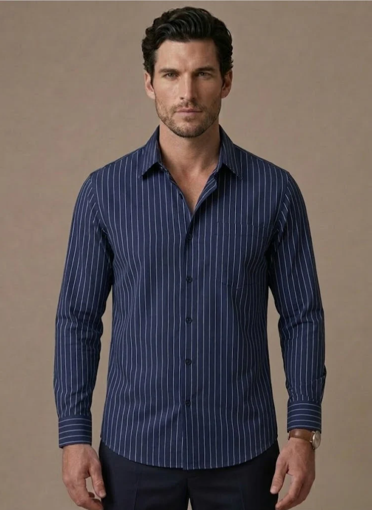 Areleon | Men’s Cotton Striped Casual Shirt – Classic Button-Up Style
