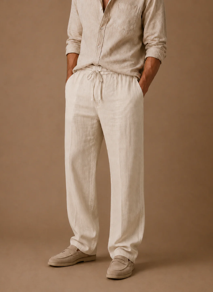 Men's Linen Blend Trousers – Lightweight Smart Casual | Areleon