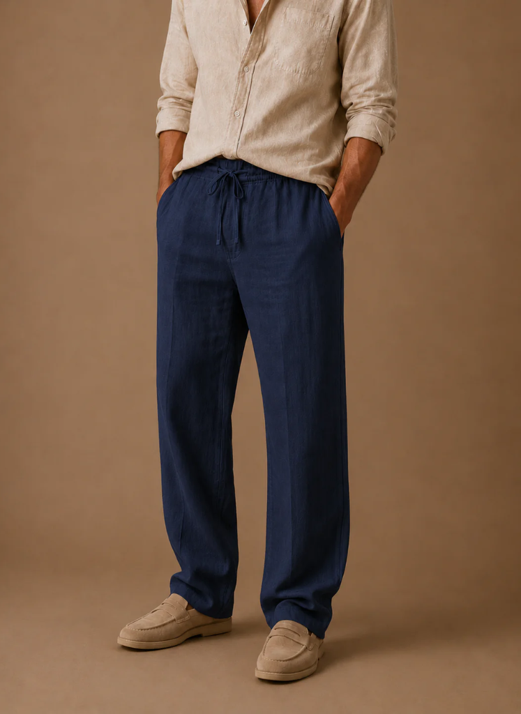 Areleon | Men’s Linen Blend Summer Pants Lightweight Smart Casual Trousers