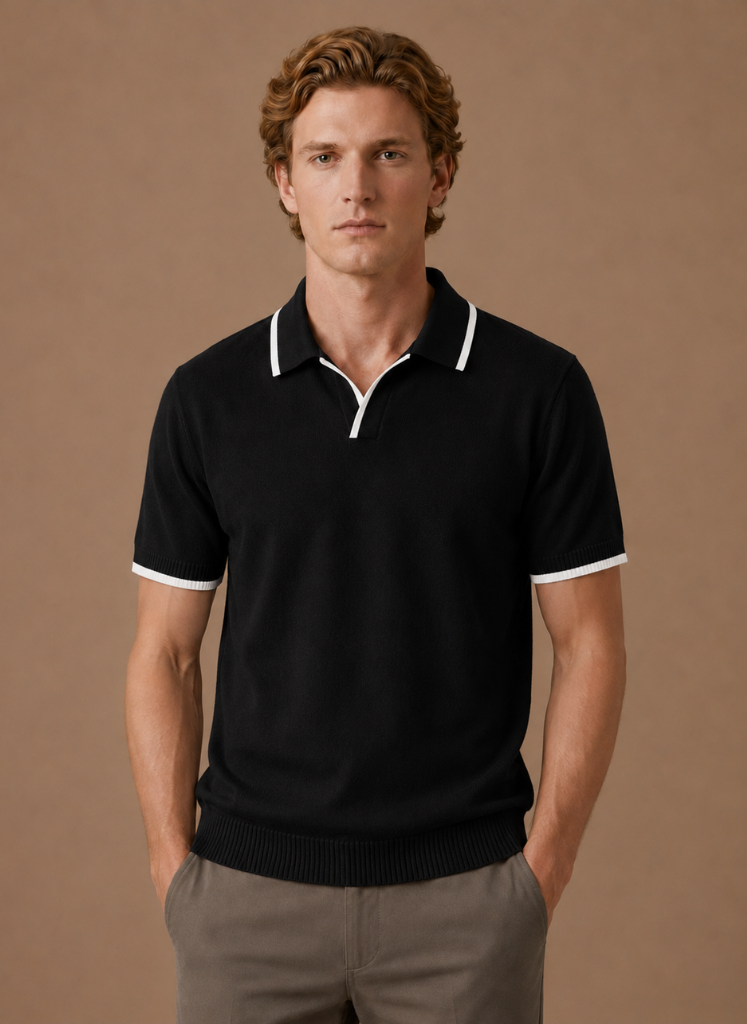 Areleon | Men’s Luxury Cotton Polo Shirt Contrast Trim Slim Fit