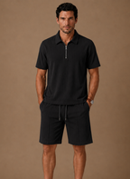 Men's Matching Polo & Shorts Set – Summer Ribbed | Areleon