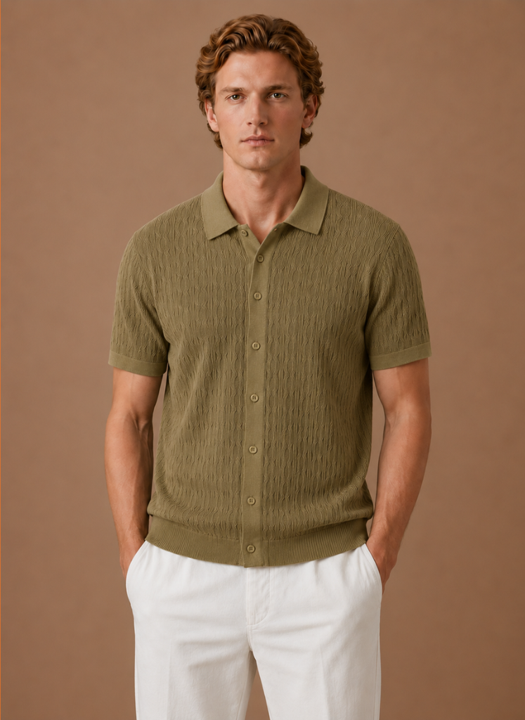 Areleon | Men’s Premium Textured Polo Shirt Breathable Short Sleeve