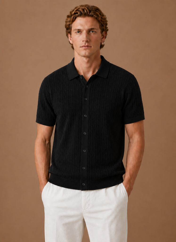 Areleon | Men’s Premium Textured Polo Shirt Breathable Short Sleeve