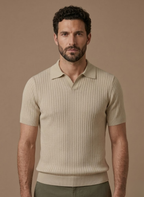 Areleon | Men’s Ribbed Knit Polo Shirt – Lightweight Summer Casual Polo