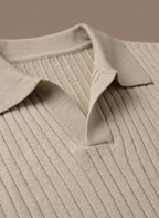 Areleon | Men’s Ribbed Knit Polo Shirt – Lightweight Summer Casual Polo