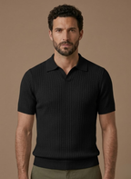 Areleon | Men’s Ribbed Knit Polo Shirt – Lightweight Summer Casual Polo
