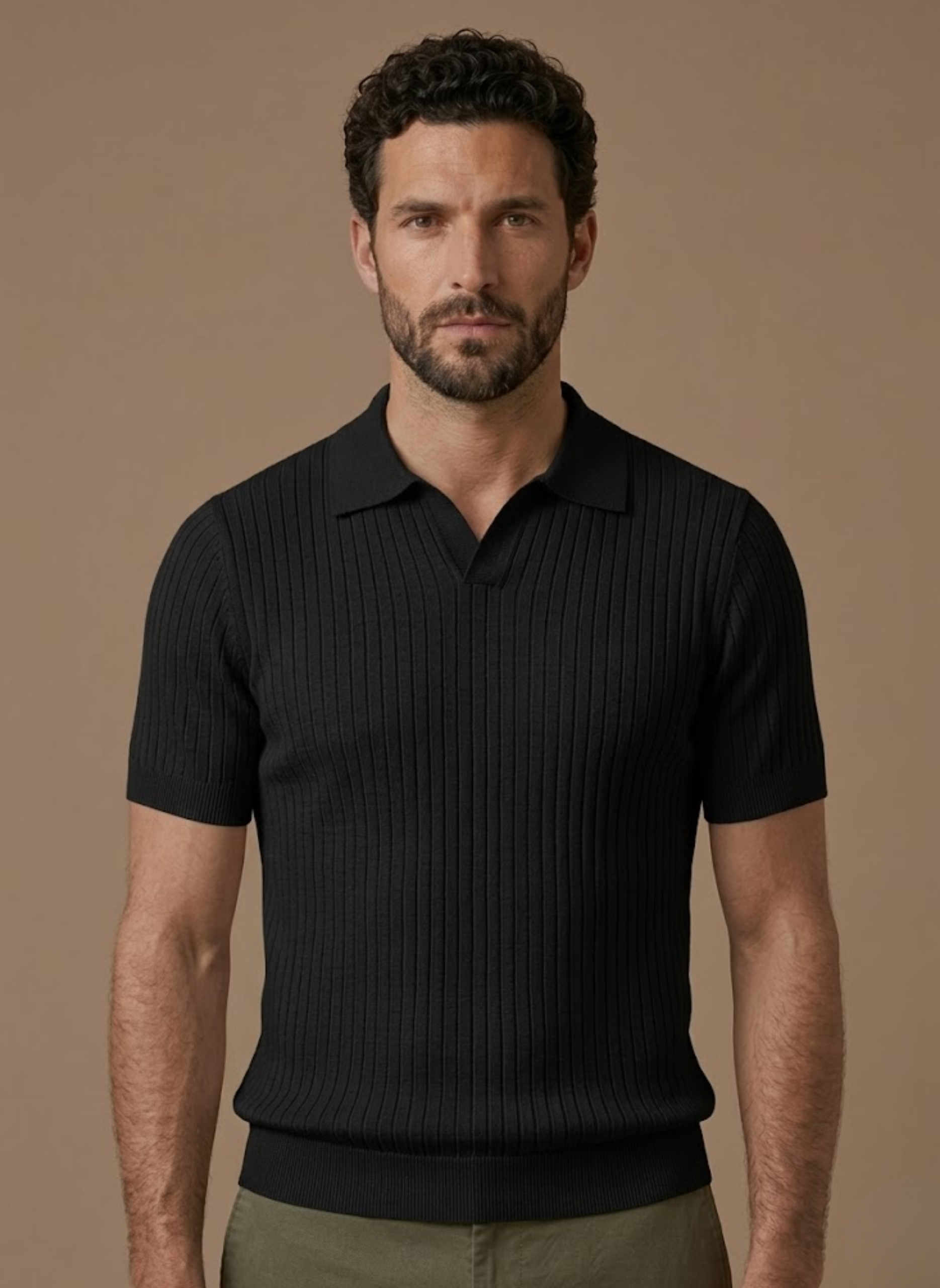 Areleon | Men’s Ribbed Knit Polo Shirt – Lightweight Summer Casual Polo