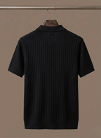 Areleon | Men’s Ribbed Knit Polo Shirt – Lightweight Summer Casual Polo