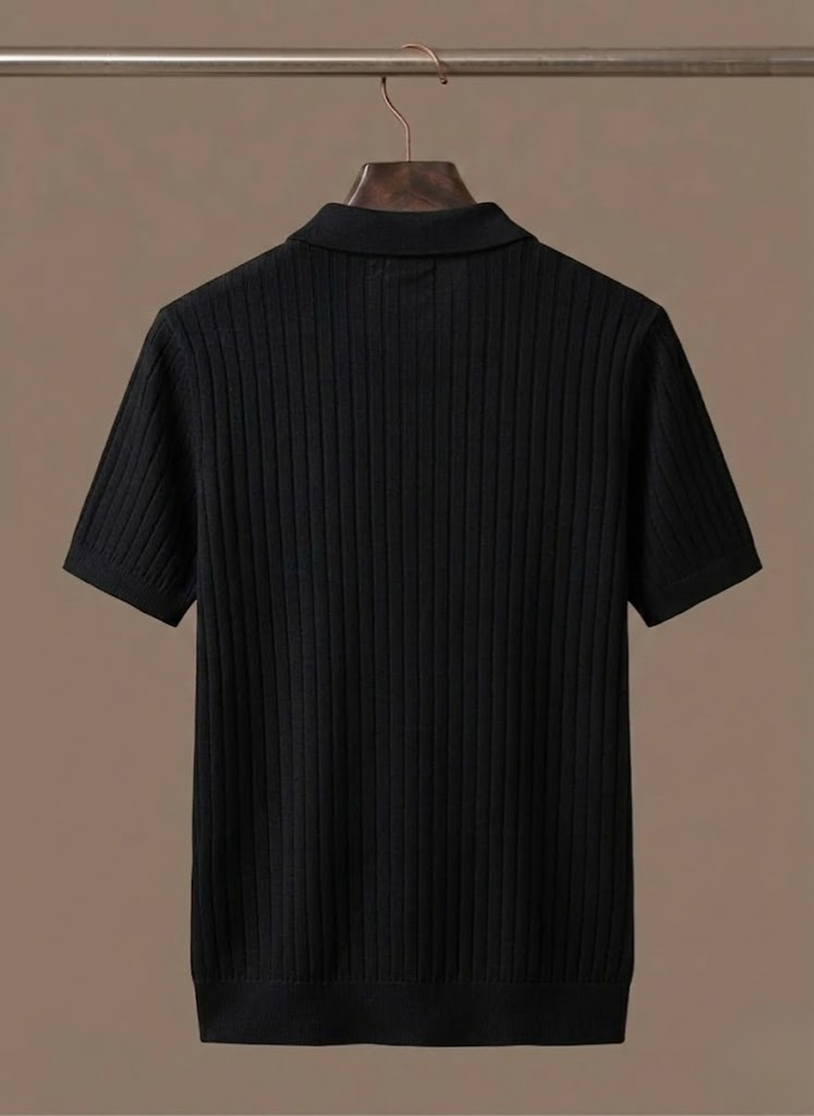 Areleon | Men’s Ribbed Knit Polo Shirt – Lightweight Summer Casual Polo