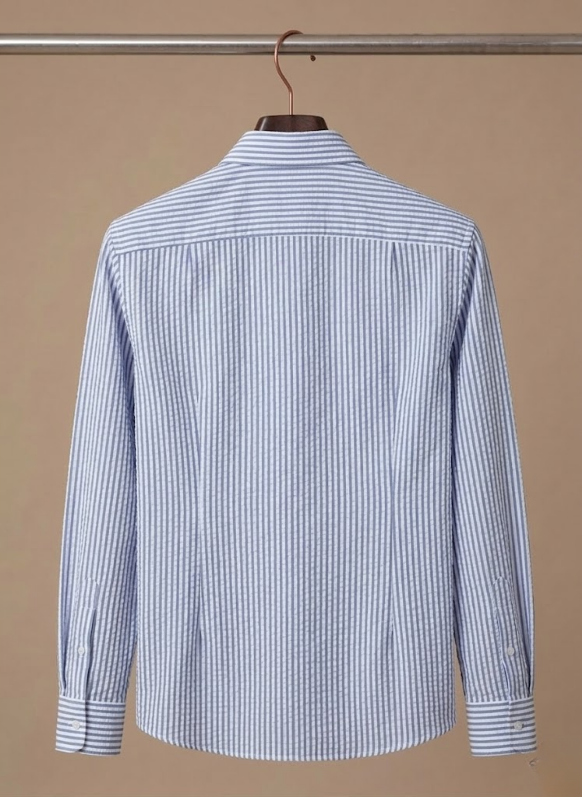 Areleon | Men’s Seersucker Striped Shirt Breathable Long Sleeve Summer