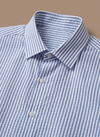 Areleon | Men’s Seersucker Striped Shirt Breathable Long Sleeve Summer