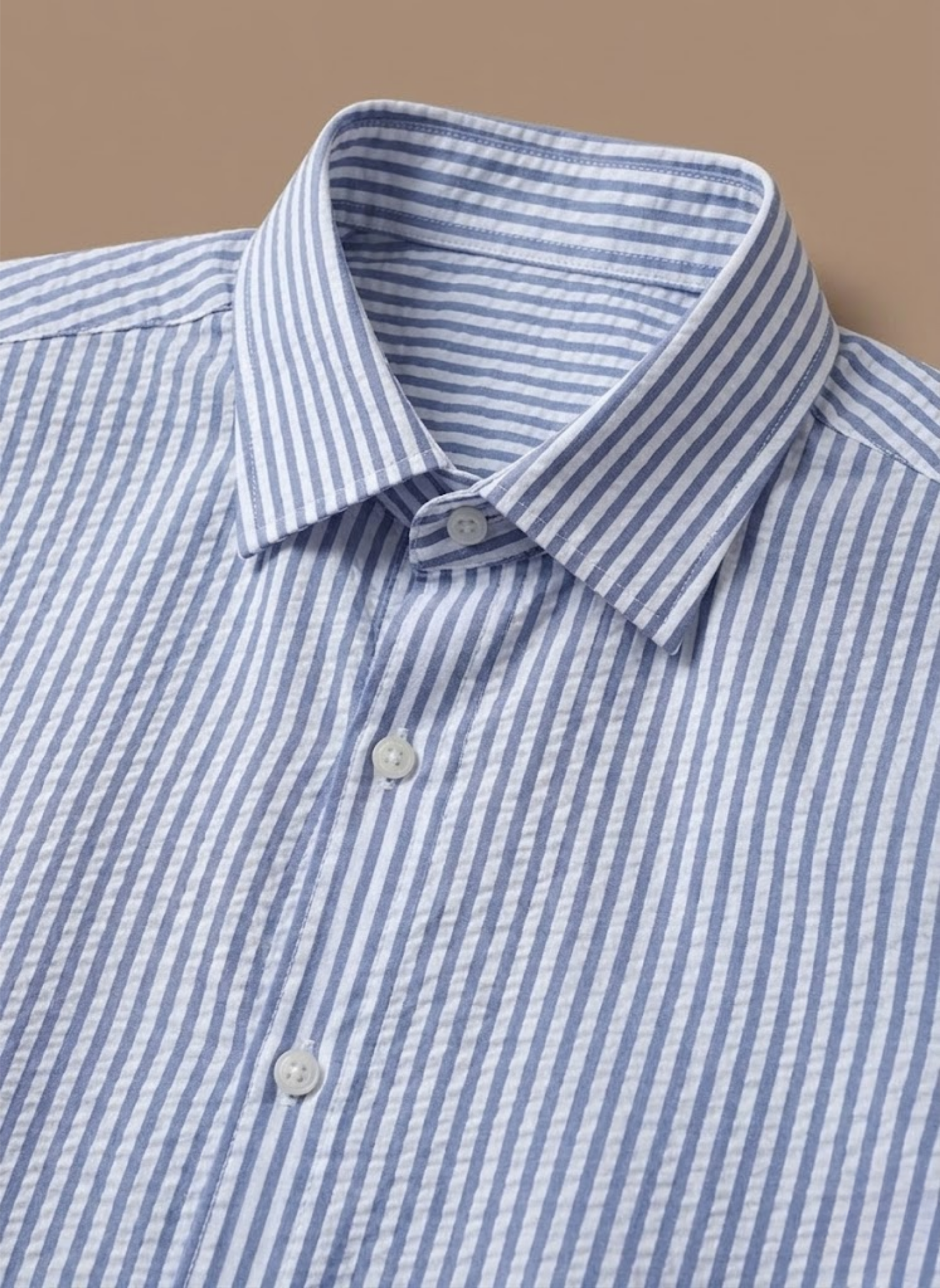 Areleon | Men’s Seersucker Striped Shirt Breathable Long Sleeve Summer