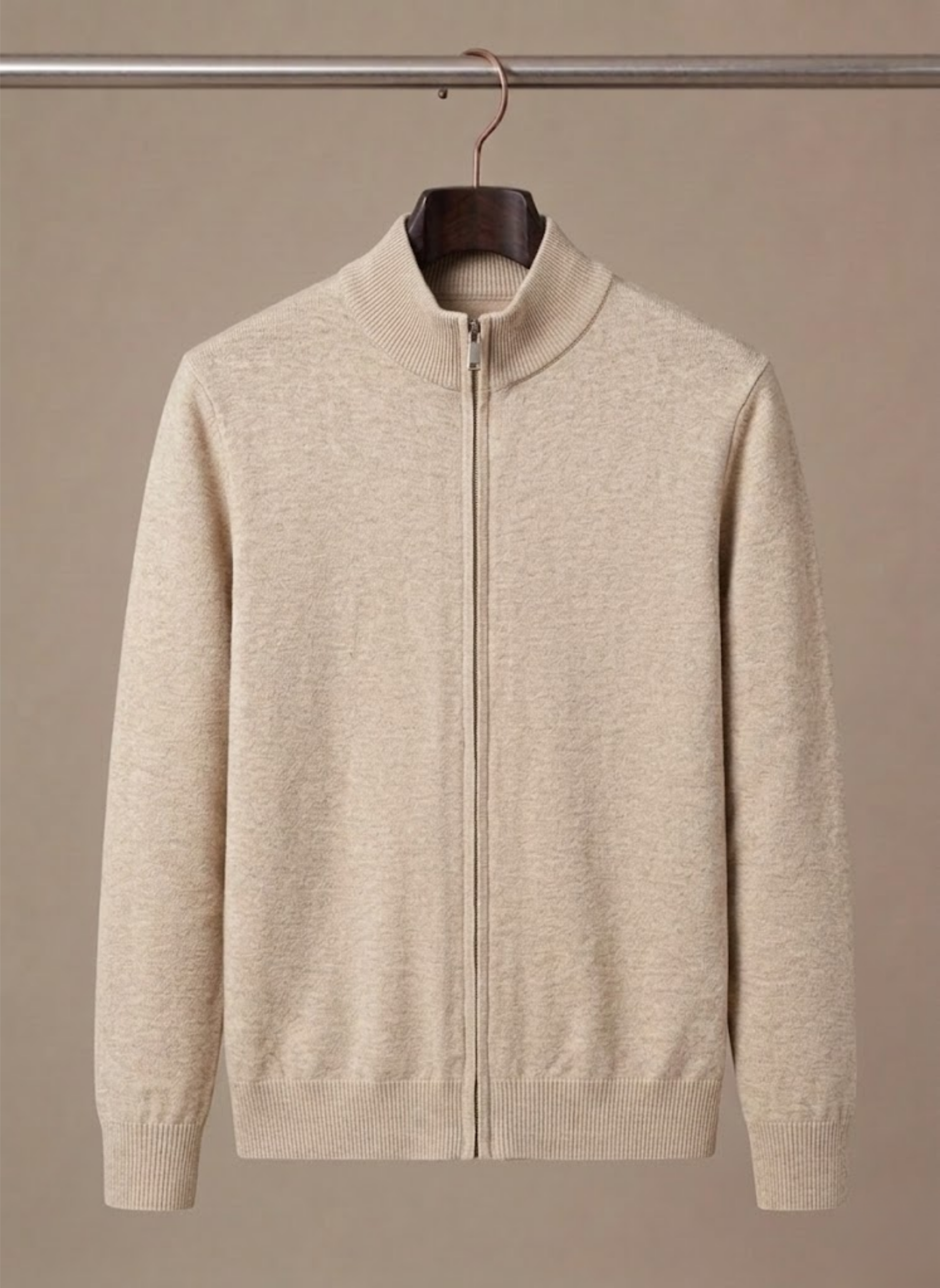 Areleon | Men’s Stand Collar Zip Sweater – Casual Stretch Knit Cardigan