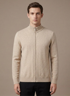 Areleon | Men’s Stand Collar Zip Sweater – Casual Stretch Knit Cardigan