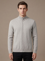 Areleon | Men’s Stand Collar Zip Sweater – Casual Stretch Knit Cardigan