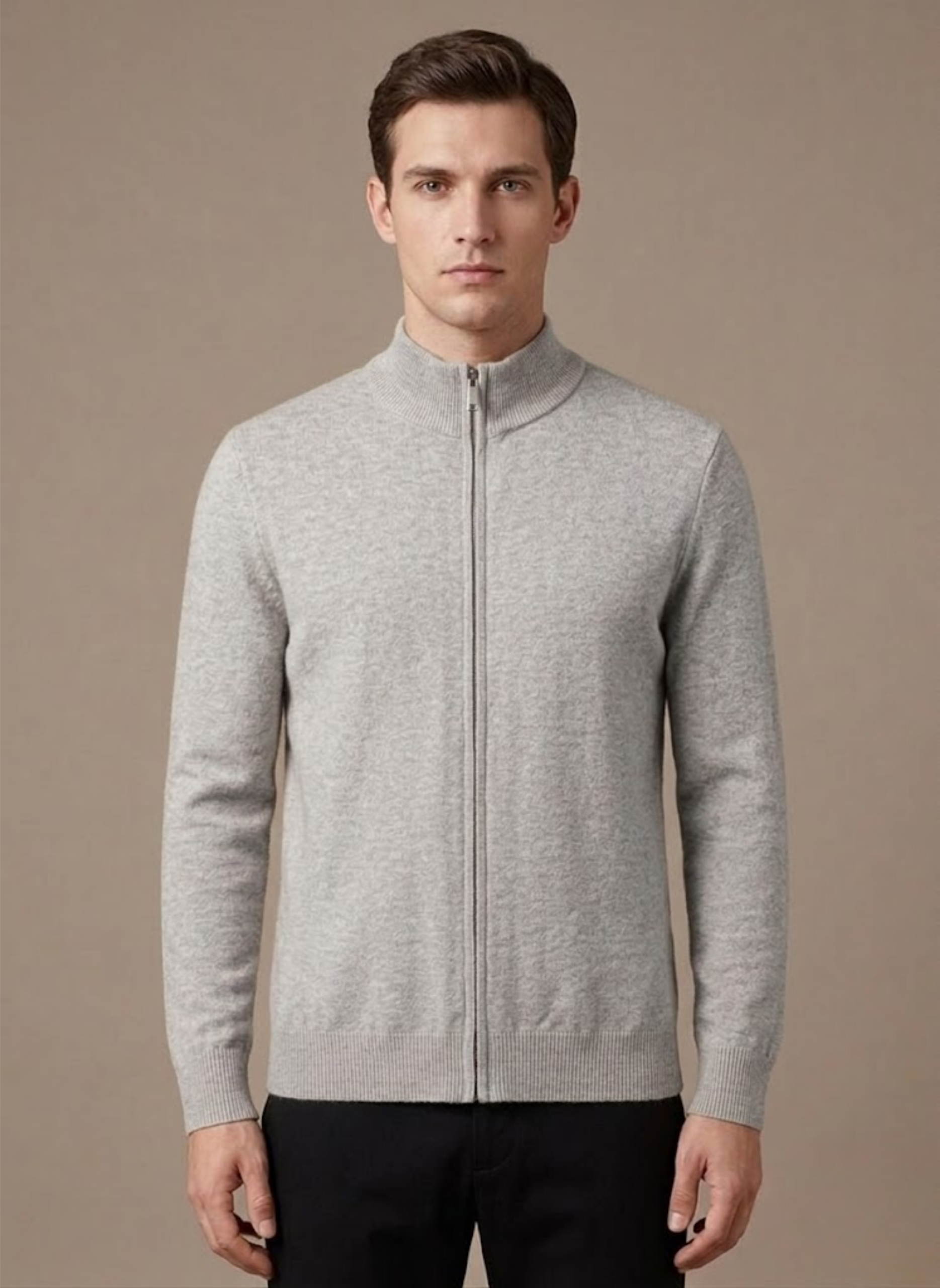 Areleon | Men’s Stand Collar Zip Sweater – Casual Stretch Knit Cardigan