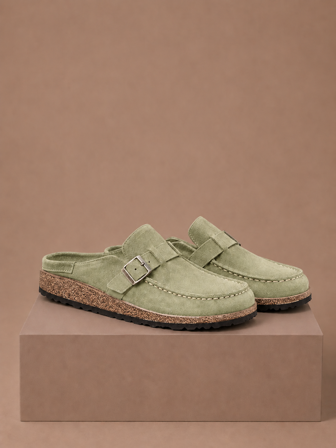 Areleon | Mule Clogs Women Casual Slip-On Buckle Detail Suede
