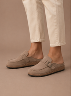 Areleon | Mule Clogs Women Casual Slip-On Buckle Detail Suede