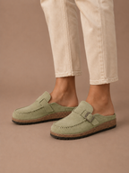 Areleon | Mule Clogs Women Casual Slip-On Buckle Detail Suede