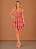 Women's Lace Bodice Mini Dress – Tiered Skirt Summer | Areleon