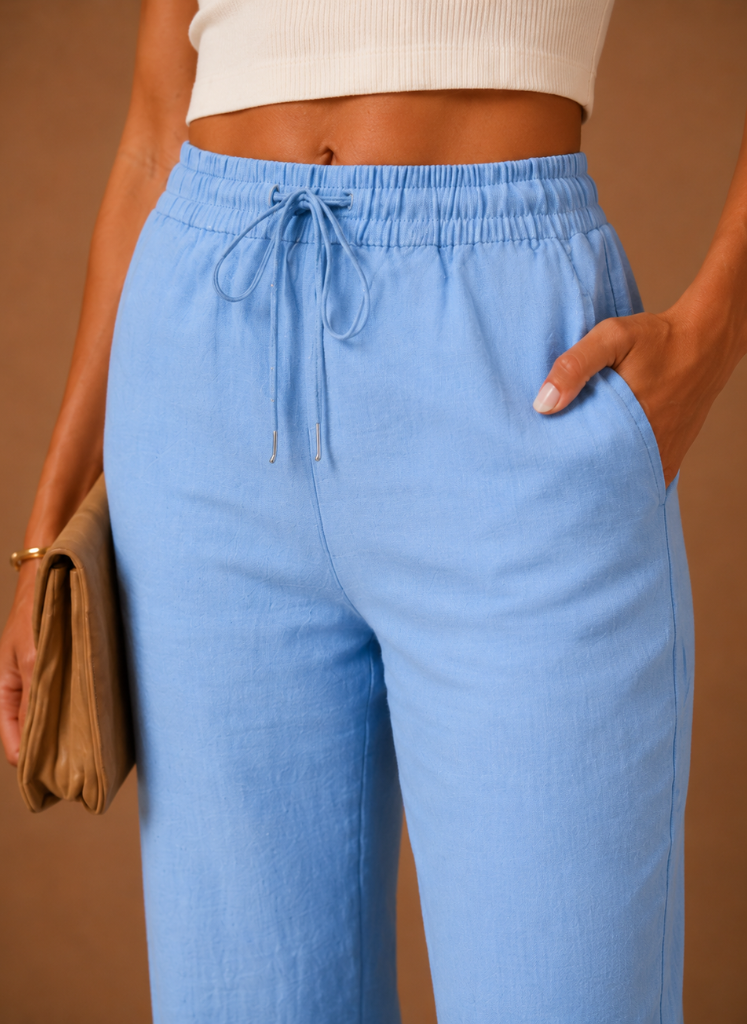 Areleon | Women’s Linen-Blend Relaxed Elastic Waist Trousers