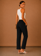 Areleon | Women’s Linen-Blend Relaxed Elastic Waist Trousers