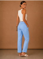 Areleon | Women’s Linen-Blend Relaxed Elastic Waist Trousers