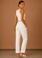 Areleon | Women’s Linen-Blend Relaxed Elastic Waist Trousers