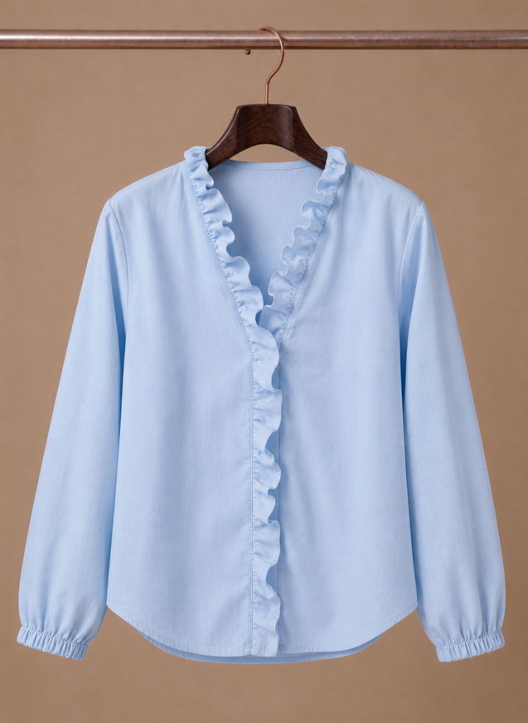 Areleon | Women’s Ruffle Blouse Elegant V-Neck Long Sleeve