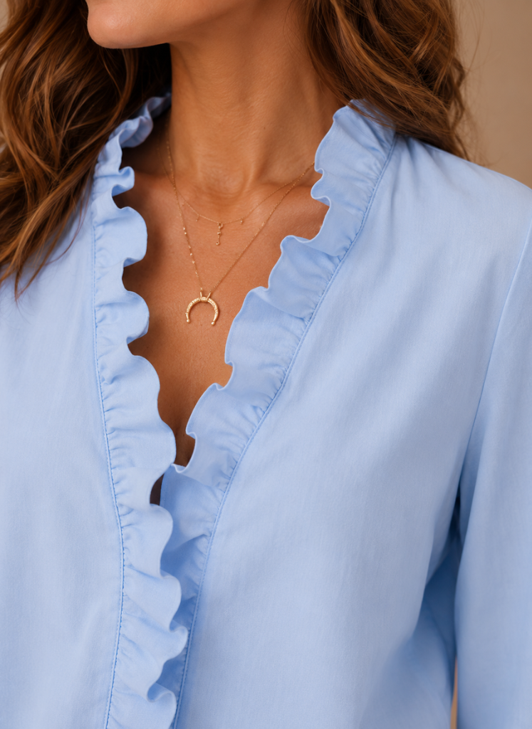 Areleon | Women’s Ruffle Blouse Elegant V-Neck Long Sleeve