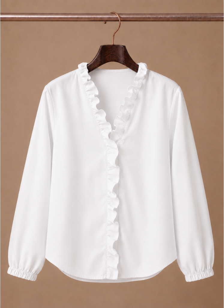 Areleon | Women’s Ruffle Blouse Elegant V-Neck Long Sleeve