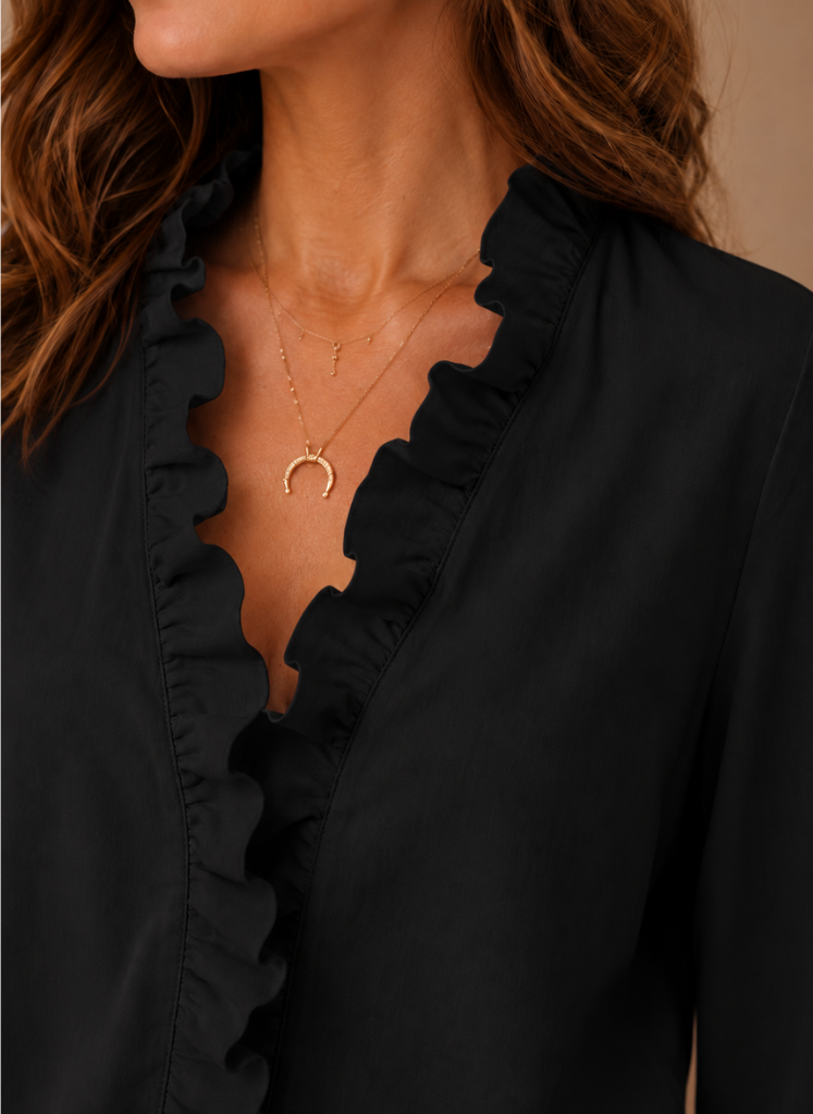 Areleon | Women’s Ruffle Blouse Elegant V-Neck Long Sleeve