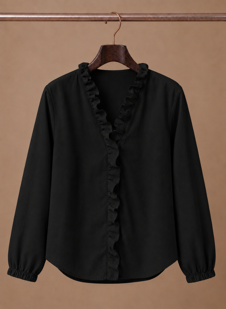 Areleon | Women’s Ruffle Blouse Elegant V-Neck Long Sleeve