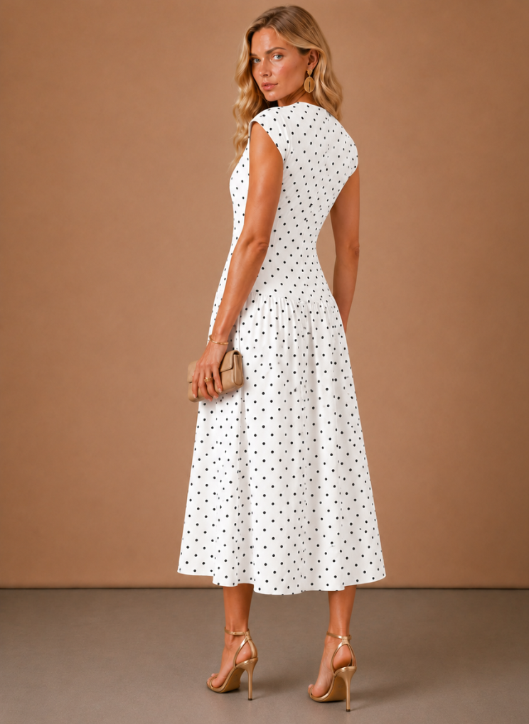 Areleon | Women’s Classic Polka Dot Dress – Lightweight Midi for Warm Days
