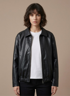 Areleon | Women’s Faux Leather Biker Jacket – Lightweight Spring Coat